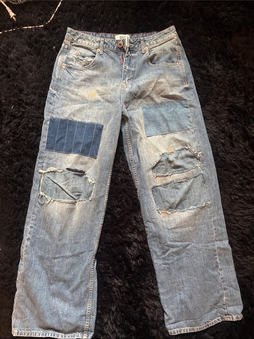 BDG Light Blue Relaxed Patchwork Jeans